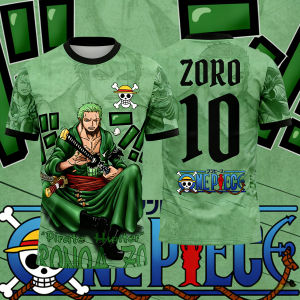 Bandai | 2026 Summer One Piece Roronoa Zoro Retro 3D Print Anime Pirate Hunter Quick Dry Sport Tee for Adults & Kids Otaku Streetwear