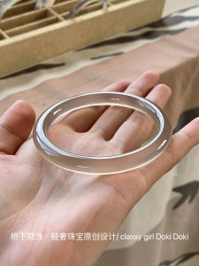 Pure Natural Ice Quartz Agate Bracelet Womens Fashion Jewelry Deep Grey Original Color Transparent Bridal Arm Cuff Accessory