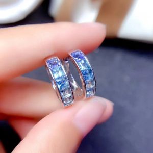 Gradient Swiss Blue Topaz Imitation Stud Earrings Silver-plated Gemstone