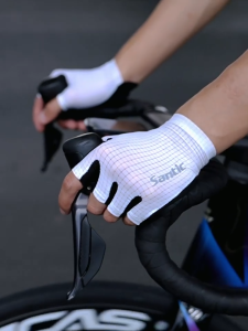 Santic ถุงมือขี่จักรยานผู้ชายผู้หญิงระบายอากาศกีฬาถนน MTB จักรยานถุงมือครึ่งนิ้ว