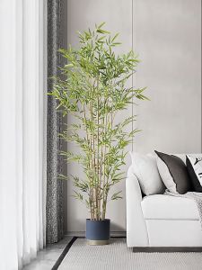 ต้นไผ่ปลอม ต้นไม้ปลอมใหญ่ เป็นมิตรกับสิ่งแวดล้อมไม่มีกลิ่น การเข้ารหัสหลายแถว ต้นไผ่ ความจำลอง 99% (90/120/150cm)