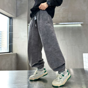 Boys Spring Autumn Loose Casual Sports Pants Big Boys Loose Fit Comfortable Cotton Nylon Blend Long Trousers for Kids