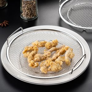 Nhà bếp thép không gỉ chiên Khay bộ lọc dầu nhớt với lưới lọc tấm lưới lọc dầu dầu bị rò rỉ lưới phụ kiện nồi chiên cho chiên rán
