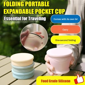 【Food Grade】Foldable Portable Telescopic Pocket Cup Handy Outdoor Camping Travel Silicone Mug