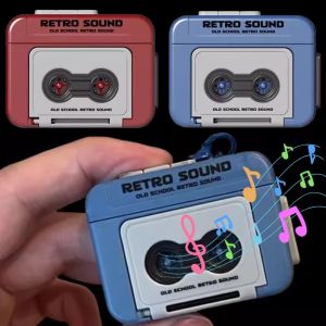 2Pcs Creative Retro Recorder Keychain Funny Mini Cassette Recorder Bag Pendant Kids Valentines Day Gifts