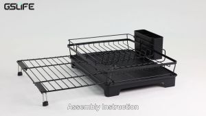 GSlife⭐Adjustable⭐Storage Rack Organizer above the Sink 2 In 1 Dish Rack Rak Pinggan Kitchen Dish Drainer Rack with Tray
