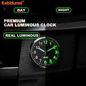 Kebidumei Mini Car Clock Luminous Auto Stick-On Digital Watch Mechanics Quartz Motorcycle Clocks Auto Ornament Car Accessories