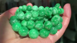 Natural Stone Beads 6-12mm Dry Green Jade Round Loose Spacer Beads for Jewelry Making DIY Bracelets Earring Accessories