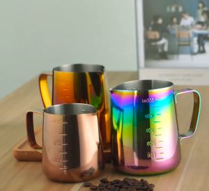 ฟองนม เหยือกตี 350ml/600ml/1000ml สแตนเลสเหยือก ชงกาแฟ ถ้วยตวงนม ถ้วยตวงชงกาแฟ