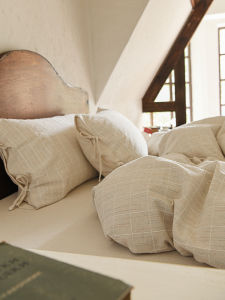 Washed Cotton Linen Three-Piece Bedding Set Japanese Style Naked Sleep Cotton Linen Duvet Cover Bedding Sheet Bed Canopy