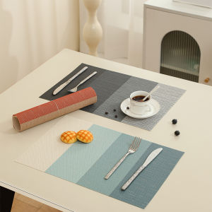 Nordic High-End Heat Resistant Dining Mat Grid Weaving PVC Dinner Plate Mat Anti-Scalding Bowl Mat American Style Table Mat
