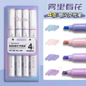 4 Colors/box Kawaii Glitter Highlighter Pen Pastel Fine Pastel Highlighter Marker Scrapbook Painted Stationery School Supplies