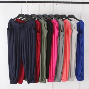 New 2025 Womens Loose Modal plus Size Casual Pants Thin Nine Points Slimming Harlan Pants Outerwear Comfortable Cotton Blend