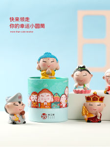 Miaogongfang Chinese Fad Little Fairy God of Wealth Guanyin Small Ornaments Moon Old Guan Gong Desktop Bring In Wealth and Treasure Station Decoration for Girlfriend