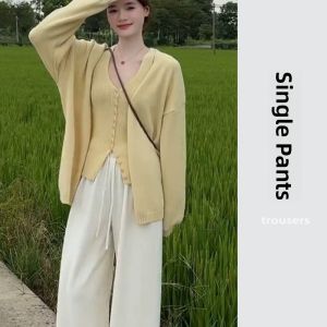 YUEZHONGWEI | Spring OOTD Styling Yellow Knit Cardigan & Camisole Set 2pcs