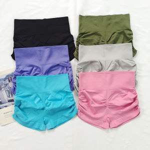 สูงไร้รอยต่อ เอว ฟิตเนส กางเกงขาสั้น พับด้านข้าง ยืดได้ ระบายอากาศได้ดี การฝึกอบรม กางเกง รัดรูป กีฬายิมมิ่ง Three-in-one กางเกง