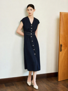 No Sleeve Denim Tencel Dress