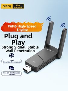 Plery | WiFi6 Wireless Adapter Plug and Play USB WiFi Receiver