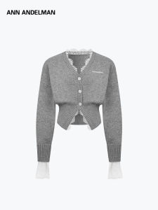 ANN ANDELMAN | Knit Sweater Lace Splice Waist-Cinching Outerwear