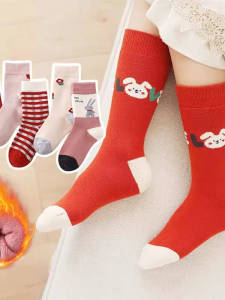 ถุงเท้าเด็กผ้าฝ้ายแท้สูงถึงเข่าสำหรับฤดูใบไม้ผลิและฤดูใบไม้ร่วง ถุงเท้าเด็กผู้หญิงฤดูหนาวถุงเท้าข้อเท้ายาวปานกลางสำหรับผู้หญิง