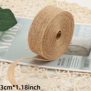 5M Natural Jute Burlap Ribbon 0.6-5cm 8 Sizes Rustic Hessian Fabric Trim for Wedding Party Gift Wrap DIY Crafts