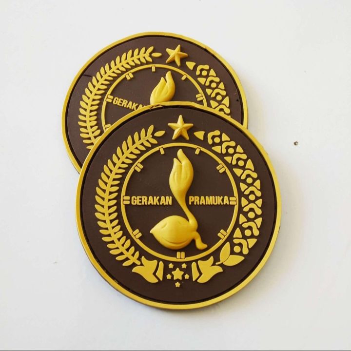 patch rubber LOGO PRAMUKA 3D / tempelan karet emblem velcro