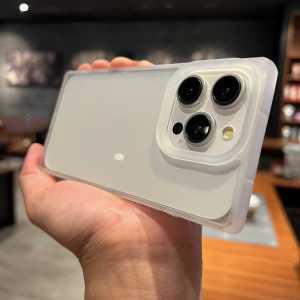 Rectangular Anti-Fall Silicone Phone Case Transparent Full Cover Protection for  15Promax Black Grey Compatible with 15Pro 14 13Pro