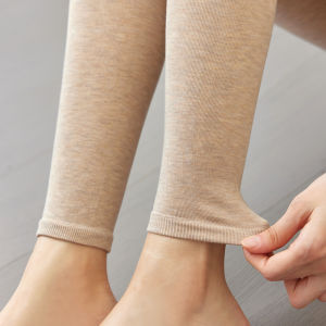 High Waist Thin Fleece Nine-Tenths Womens Leggings Spring Autumn Oats Color Inner And Outer Wear Cotton Pants Socks Slimming