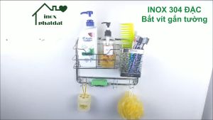 Kệ để xà bông nhà tắm Inox 304 PHÁT ĐẠT kệ để đồ nhà tắm để chai dầu gội phòng tắm (SP082)