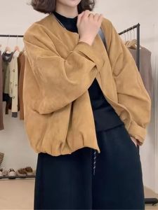 Korean Style Short Casual Commute Fashion Womens Jacket Spring New Loose Slimming Top Polyester Fiber round Neck Zipper