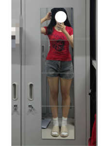 Áo Thun Cotton Cổ Tròn Tay Ngắn Màu Đỏ Cổ Điển Mỹ Dành Cho Nữ Mùa Hè in Họa Tiết Bó Sát Tôn Dáng Phong Cách Hàn Quốc