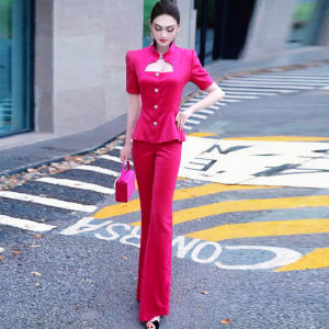 MUBEELE | Elegant Fashion Set Womens High Waist Bell Bottom Pants Short Sleeve Top Summer New Style Celebrity Look MUBEELE Brand