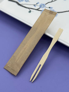 Gói Riêng Biệt Muỗng Trái Cây Bằng Tre Muỗng Bánh Trung Thu Muỗng Mút Bát Đĩa Dùng Một Lần Muỗng Nhỏ Hai Răng