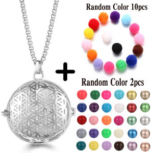 Mexico Chime Painting Angel Caller Aromatherapy Lockets Necklace Exquisite Music Ball Titanium Steel Chain Jewelry Women Pendant