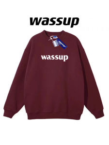 Áo Nỉ Cổ Tròn Cotton Nguyên Chất WASSUP CHARPLEN Dành Cho Nam Và Nữ Mùa Đông 2024 Phong Cách Mới Thường Ngày Cho Cặp Đôi