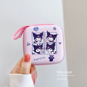 เคสใส่สายชาร์จแบบพกพาพร้อมช่องจัดระเบียบอุปกรณ์เสริมสำหรับผู้ใช้โทรศัพท์มือถือ ดีไซน์การ์ตูนน่ารัก ด้านนอกเป็นหนังเทียม