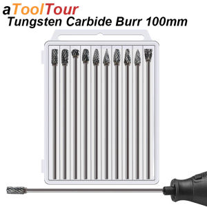 Tungsten Carbide Burr Set Extra Long Shank 100mm Mill Cutter Kit File Rasp Carve Metal Wood Aluminum Stone Rotary Tool Drill Bit