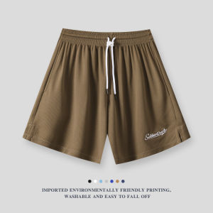 American Style Embroidered Shorts Mens Solid Color Four-Quarter Not Knee-Length Basic Training Sports Casual Fitness Loose Ball Pants