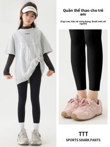 MiiOW | Quần dài tập yoga lưng cao Shark MiiOW dành cho bé gái Quần dài tập thể dục mùa hè thường ngày Quần áo trẻ em Quần áo mặc trong