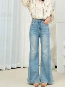 High Waist Wide Leg Jeans Womens Summer Thin Straight Loose Slimming Design Sensation Not Sticky Legs Elastic Straight Pants