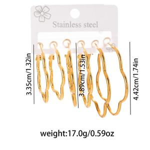 ANENJERY 316L Stainless Steel Circular Heart Star Flower Earrings For Women Men Simple Temperament Fashion Daily Jewelry Gifts