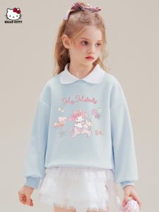 HelloKitty2025 Spring Autumn Kids Casual Fashionable Printed Sweatshirt Meilidi Middle Large Childrens Top Cotton Polyester Blend
