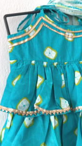 light blue peplum tie up top and straight pant and dupatta-Readystock in SG-Girl ethnic wear