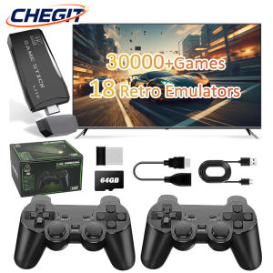 M8 4K TV Game Stick 64GB Built-in 3/40000+ Retro Games Console with Wireless Gamepads Supports 18+ Simulators for HD TV Gaming
