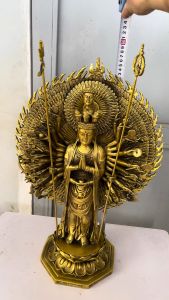 Tượng phật thiên thủ thiên nhãn bằng đồng cao 60cm rộng đáy 22cm rộng hào quang 40cm nặng 12kg