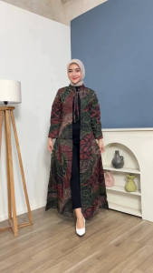 Outer Batik Wanita Long Cardigan Premium Lapis Furing Modern Surya Teja OWB 1-7