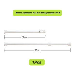 Non Punching White Adjustable Spring Loaded Telescopic Rod Multifunctional Extendable Household Hanging Pole For Bathroom Curtai