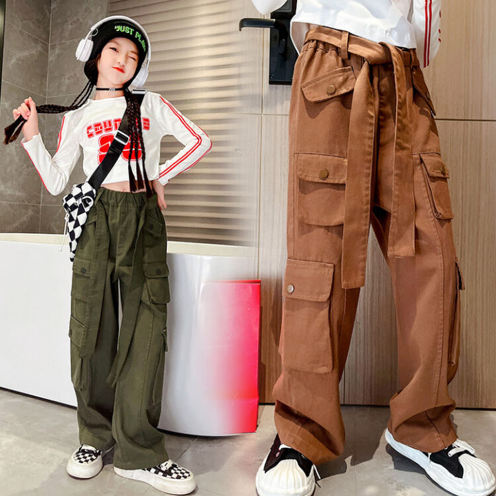 Rolanko Kids Girls Baggy Sports Pants Fashion Jogger Pants Trousers Loose  Casual Clothes Children School Dailay Costume