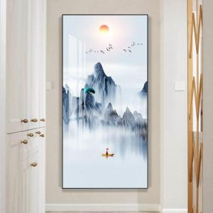 Landscape New Chinese Style Crystal Porcelain with Diamond Vertical Decorative Painting
