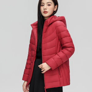 National Standard 90 White Duck down Jacket Womens Mid Length Long Length Plus Size Lightweight Heattech Waterproof Winter Outdoors Sports Mom Wear